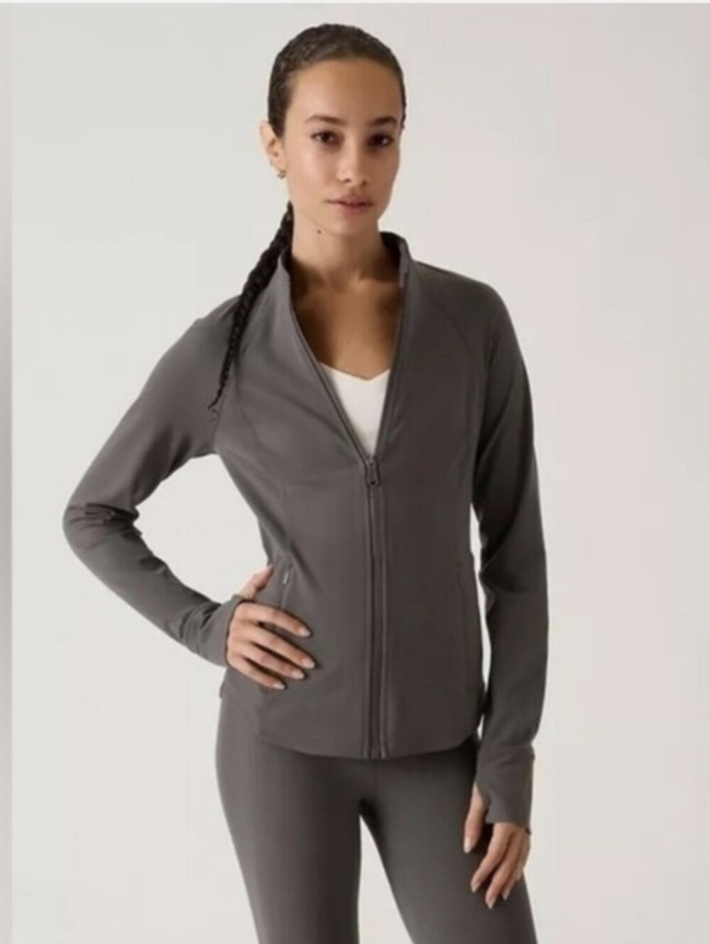 Athleta Salutation Jacket - Taupe Gray